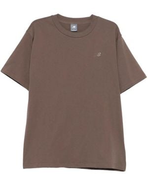 New Balance Logo-Detail T-Shirt - Brown