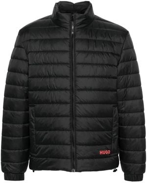 HUGO Logo-Print Padded Jacket - Black