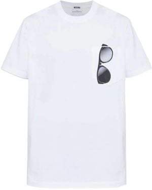 Moschino T-Shirt Mit Sonnenbrillen-Print - Weiß