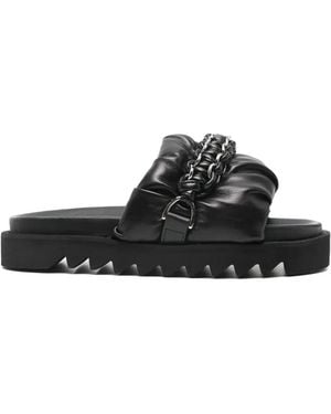Toga Chain-Detail Leather Sandals - Black