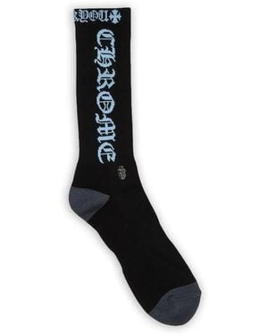 Chrome Hearts Logo-Intarsia Ribbed-Knit Socks - Black