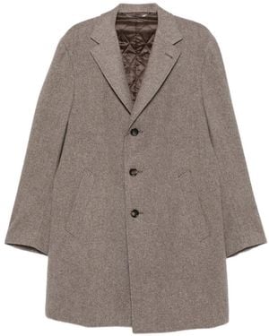 Canali Single-Breasted Notched-Lapels Wool Coat - Grey