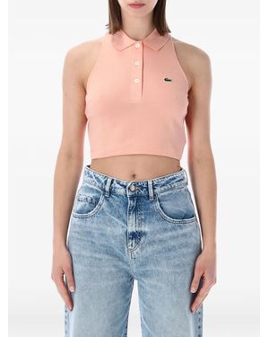 Lacoste Sleeveless Cropped Polo Shirt - Blue