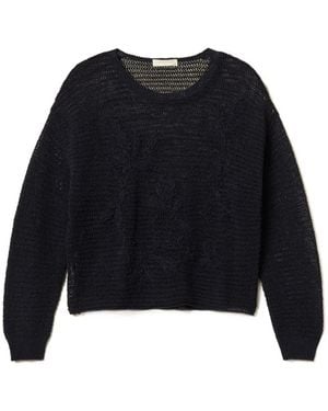 Twinset Mesh Jumper With Hand Embroidered Details - Blue