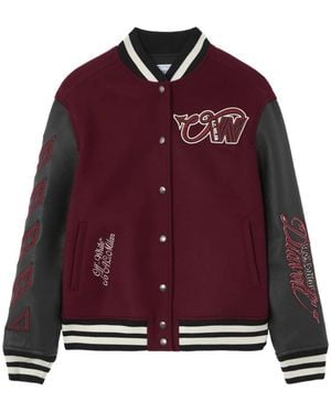 Off-White c/o Virgil Abloh X Ac Milan Patch-Detail Bomber Jacket - Red
