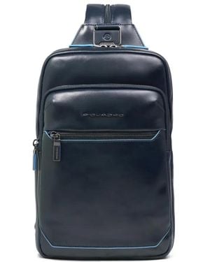 Piquadro Convertible Leather Backpack - Blue