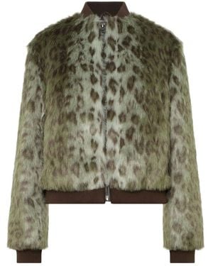 Unreal Fur Foliage Animal-Print Jacket - Green