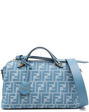Fendi Denim-Effect Ff Jacquard By The Way Soft Medium Bags - Blue