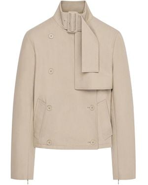 Courreges Buckle-Detail Button Trench Jacket - Natural