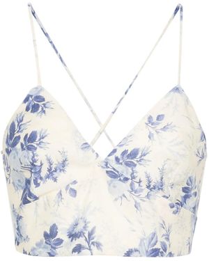 Twinset Floral-Print Cropped Top - Blue