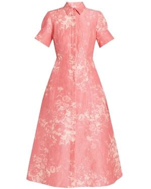 Erdem Floral-Print Shirt Midi Dress - Pink