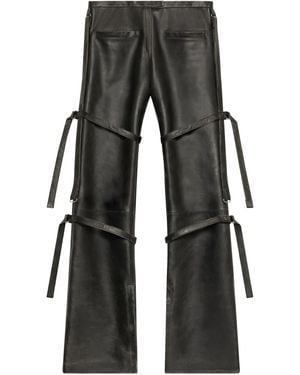 Courreges Buckled Leather Straight-Leg Pants - Black