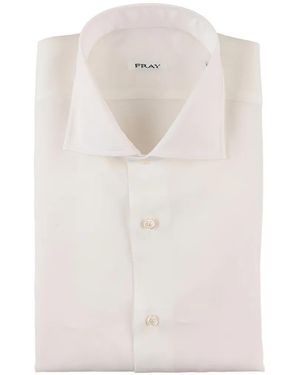 Fray Spread-Collar Button-Up Shirt - White