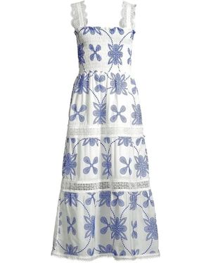 Waimari Coco Embroidered Tiered Maxi Dress - Blue