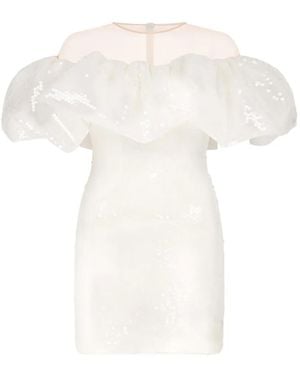 David Koma Sequin-Embellished Ruffled Dress - White
