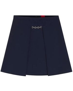 HUGO Chain-Detail Pleated Mini Skirt - Blue