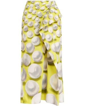 Essentiel Antwerp Gaperol Graphic-Print Midi Skirt - Yellow