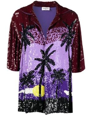 P.A.R.O.S.H. Graphic-Print Sequin-Embellished Shirt - Purple