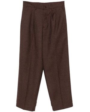 Costumein Checked Button-Tab Trousers - Brown