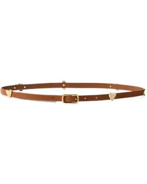 Claudie Pierlot Vegetable-Tanned Leather Charm Belt - White