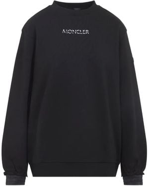 Moncler Logo-Embroidered Ruffled-Cuff Jumper - Blue