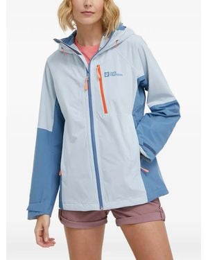 Jack Wolfskin Kapuzenjacke in Colour-Block-Optik - Blau
