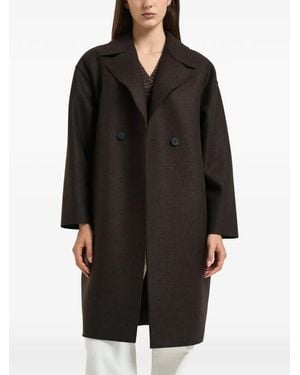 Harris Wharf London Double-Breasted Notched-Lapels Coat - Black