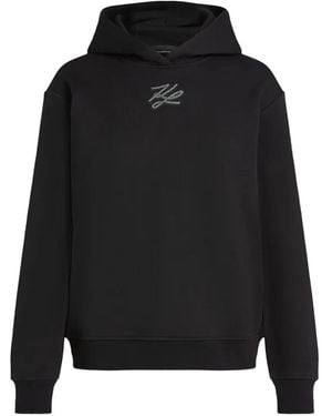 KARL LAGERFELD Rhinestone Autograph Hoodie - Black