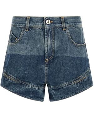 The Attico Cut-Out Curved-Hem Shorts - Blue