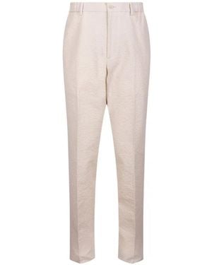 Tagliatore Seersucker-Texture Tapered Trousers - White