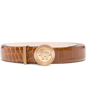 Versace Medusa-Plaque Embossed Belt - White