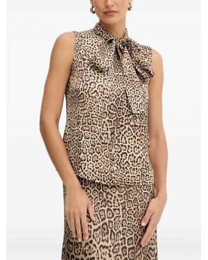 Marciano Bow Leopard-Print Blouse - Natural