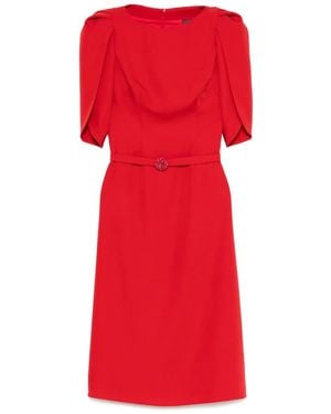 Cristallini Boat-Neck Dress - Red