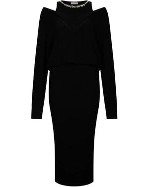 Liu Jo Midi Dress With Cut-Out Shoulder Details - Black