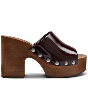 Simon Miller Sol Wood Leather Heeled Sandals - Brown