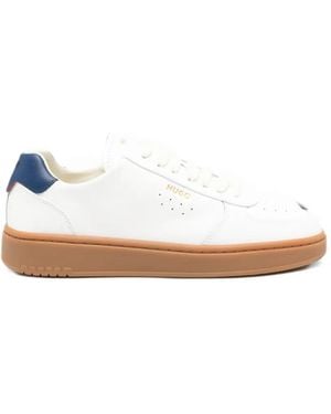 BOSS Logo-Print Leather Sneakers - White