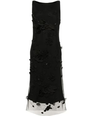 Viktor & Rolf Floral-Appliqué Dress - Black