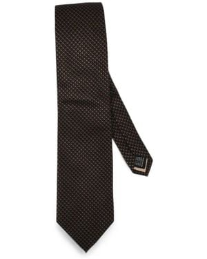 Pal Zileri Micro-Checked Silk Tie - Brown