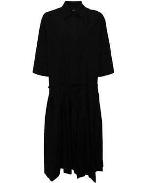 Lee Mathews Organic Poplin Drawstring Dress - Black