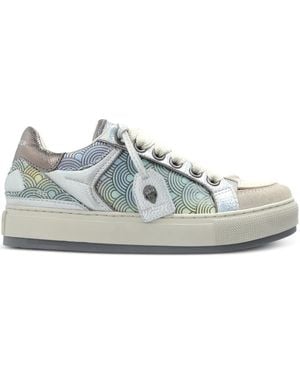 Kurt Geiger Southbank Tag Wave-Pattern Leather Trainers - White