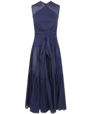 Aspesi Halter-Neck Tiered Maxi Dress - Blue