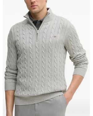 GANT Cable-Knit Half-Zip Jumper - Grey
