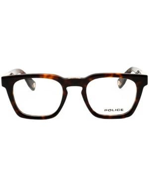 Police Tortoiseshell-Effect Rectangle-Frame Glasses - Black