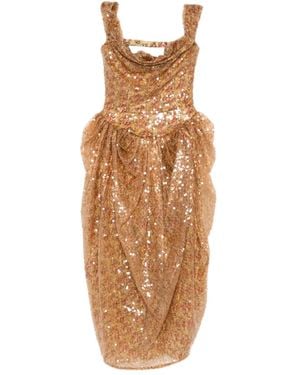 Vivienne Westwood Sequin-Embellished Draped Dress - Brown
