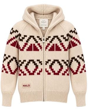 Malo Geometric-Pattern Zip-Up Jumper - Pink