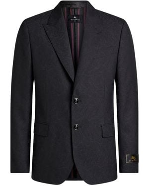 Etro Veste Boutonnée À Motif Cachemire En Jacquard - Noir