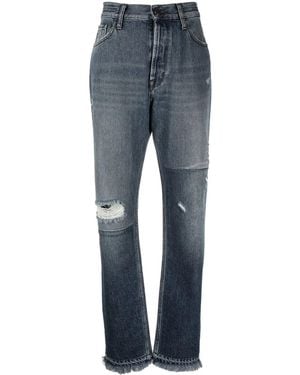 Jacob Cohen Distressed High-Rise Straight Leg Jeans - Blue