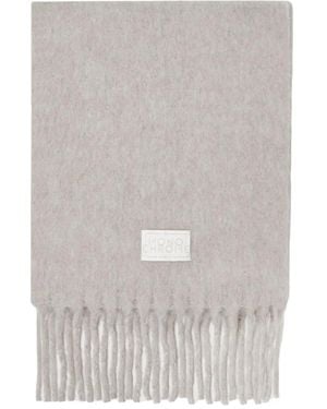 Marella Logo-Patch Fringed Scarf - Gray