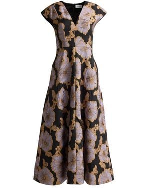 St. John Floral-Jacquard Maxi Dress - Black