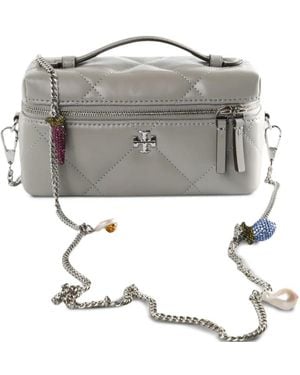 Tory Burch Kira Quilted Embellished-Chain Cross-Body Bag - Metallic